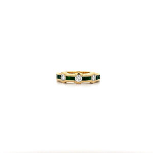 "Green & Glow" - Vintage Ring in 18kt Gelbgold mit Smaragd und Brillanten