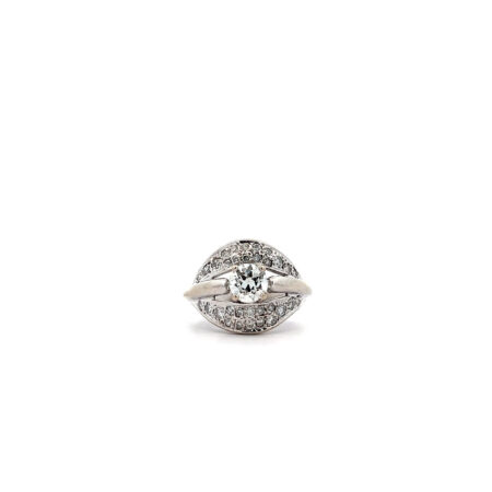 "Hands Up & Shine On" - Vintage Ring in 14kt Weißgold mit Diamanten