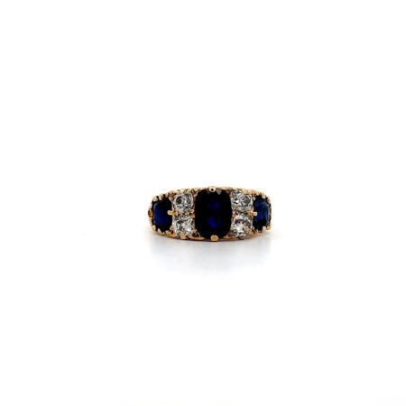 "Königsnacht" - Antiker Ring in 14kt Gelbgold mit Saphir & Diamanten