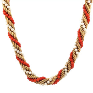 "Goldene Koralle" - Vintage Kette in 14kt Gelbgold mit Koralle