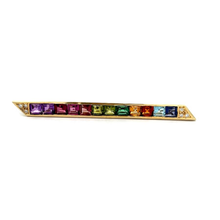 "Rainbow Colors" - Vintage Stabbrosche in 14 Karat Gelbgold