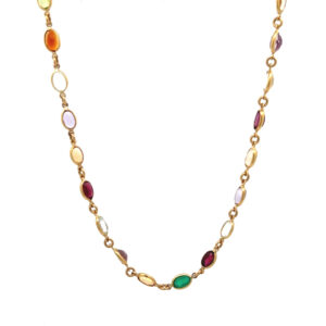 "Regenbogenlicht" - Feine Vintage Kette mit Farbsteinen in 18kt Gelbgold