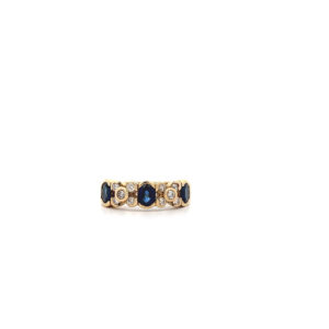 "Sparkling Blues" - Vintage Ring in 18kt Gelbgold mit Saphiren & Brillanten