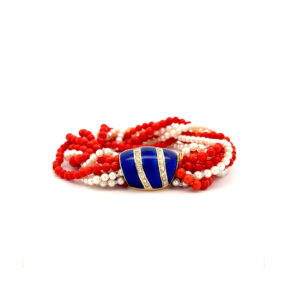 "From the sea" - Vintage Perlen/Korallen Armband 18 Karat Gelbgold