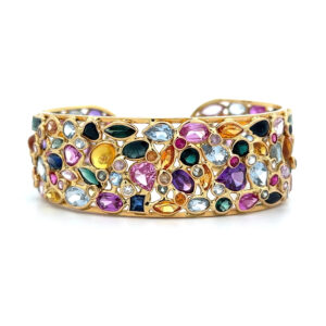 "Fancy Colours" - Armreif in 18kt Gelbgold mit Farbsteinen