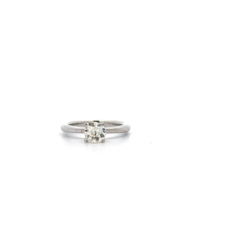 "Lichtmoment" - Moderner funkelnder Ring mit einem Altschliff Brillant 0,69ct. in 18 Karat Weißgold