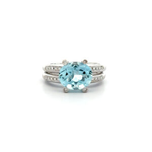 "I Like blue" - Vintage Ring 18 Karat Weißgold mit Aquamarin, Diamanten und Saphiren
