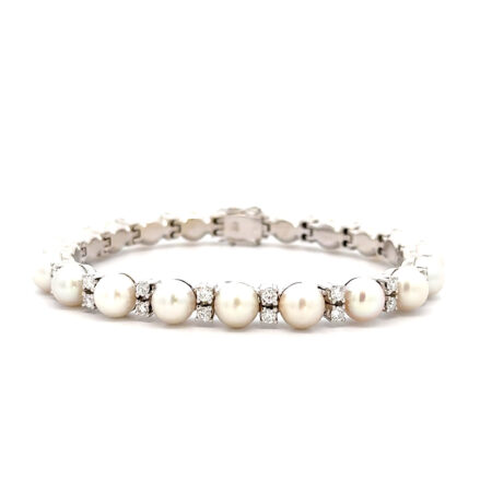 "Pearls & Diamond´s" - Vintage Armband 14 Karat Weißgold