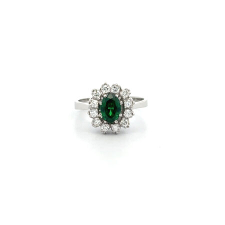 "Little Green" - Vintage Ring 14 Karat Weißgold Turmaline & Diamanten