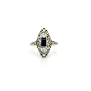 "Blue Ship" - Antiker Ring Diamanten 14 Karat Gold