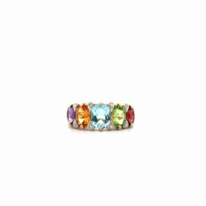 "Rainbow Colors" - Farbenfroher vintage Ring in 14 Karat Gelbgold