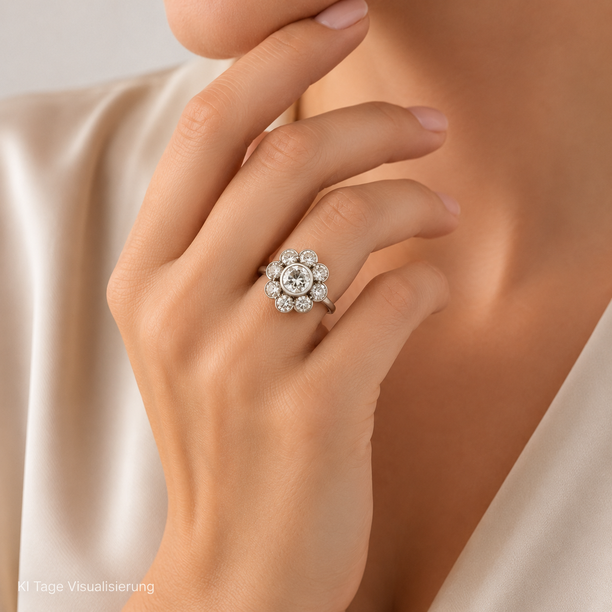 "Blütenzauber" - Antiker Entourage Ring in 18 Karat Gold