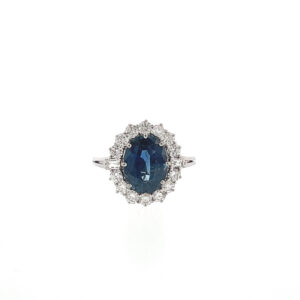 "Ewiges Blau" - Vintage Ring mit einem Saphir in 14 Karat Weißgold
