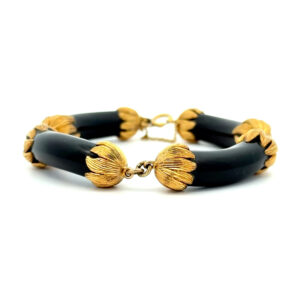 "Black & Gold" - Antikes Armband mit Onyx 18 Karat Gold