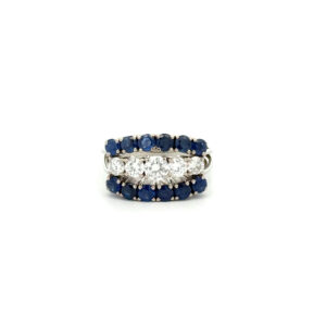 "Blue Majesty" - Funkelnder vintage Ring mit Saphiren und Brillanten in 18 Karat Weißgold
