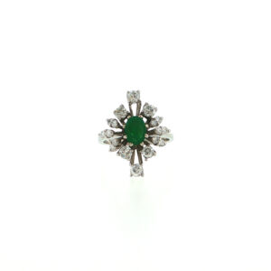 "Emerald Crown" - Vintage Ring 18 Karat Weißgold Smaragd