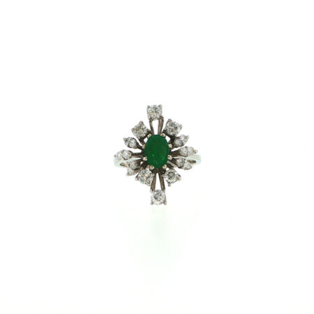 "Emerald Crown" - Vintage Ring 18 Karat Weißgold Smaragd