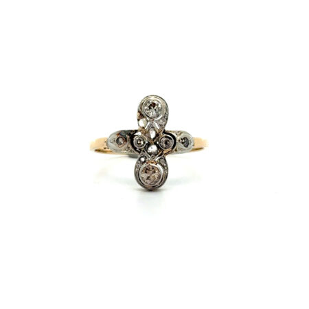 "Florale Linie" - Antiker Jugendstil Ring in 14 Karat Gelbgold