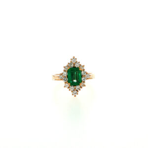 "Gold & green" - Vintage Ring Smaragd & Diamanten 18 Karat Gelbgold