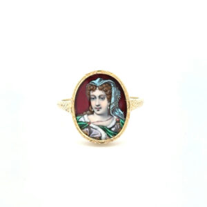 "Her Majesty" - Antiker Ring mit einem Damenmotiv in 14 Karat Gelbgold