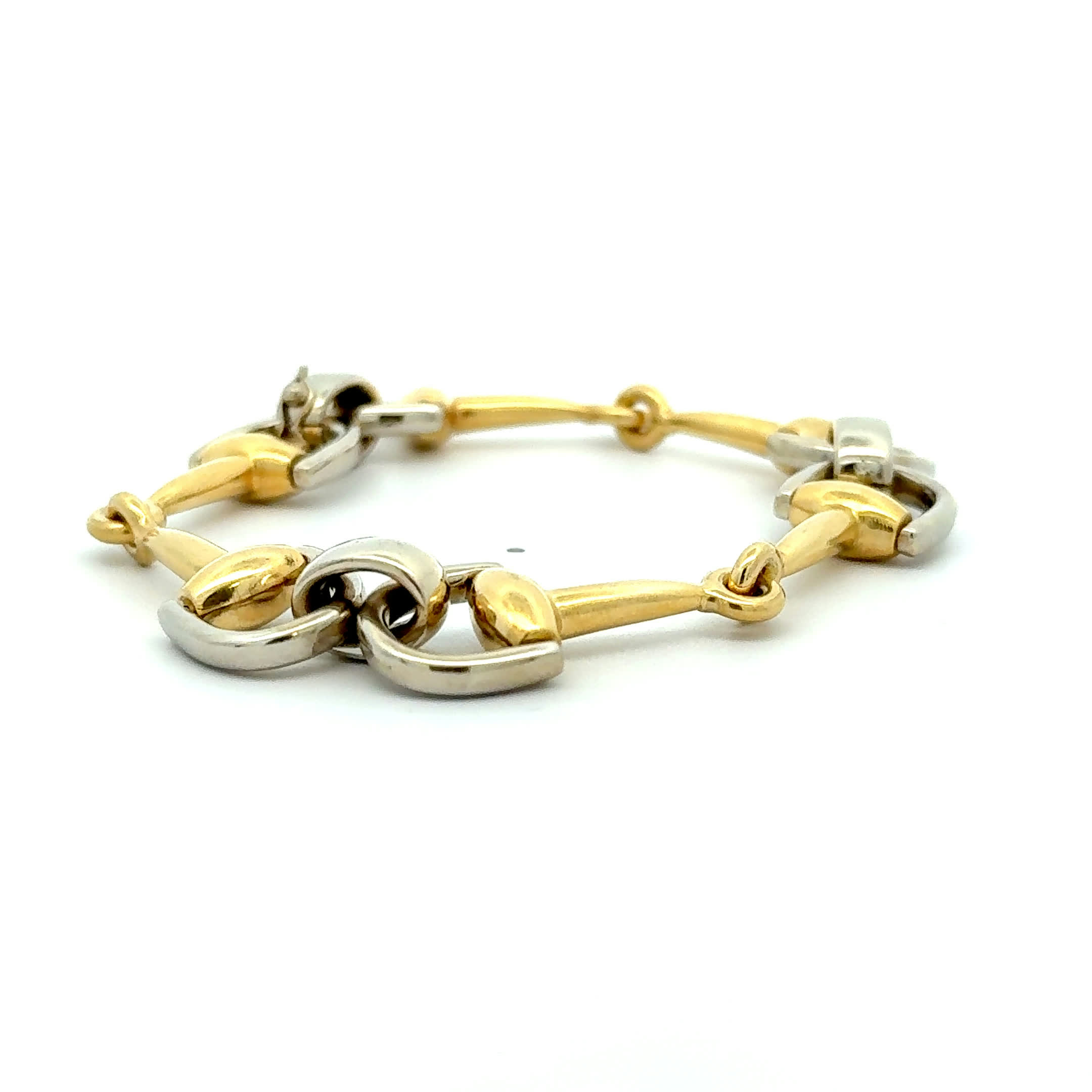 "Horsebit" - Vintage 18 Karat Bicolor Goldarmband aus 750er Gelbgold/Weißgold - Juwelier Steiger