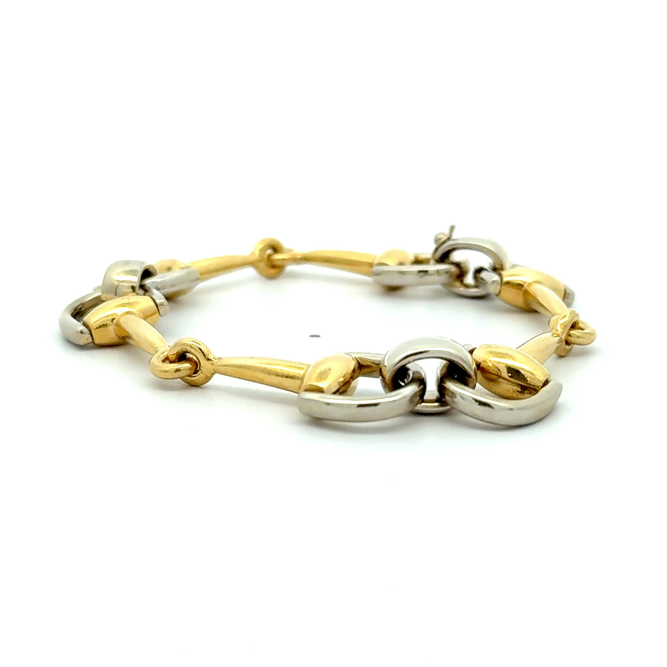 "Horsebit" - Vintage 18 Karat Bicolor Goldarmband aus 750er Gelbgold/Weißgold - Juwelier Steiger