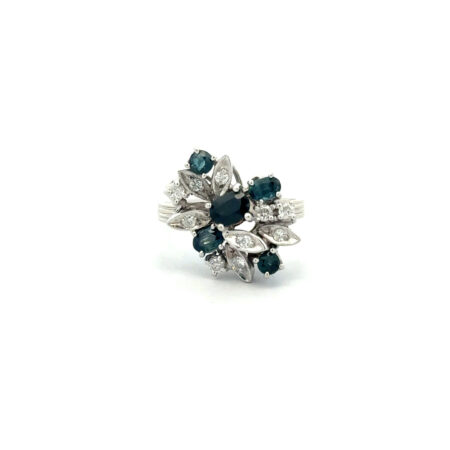 "Midnight Spark" - Funkelnder vintage Ring in 14 Karat Weißgold
