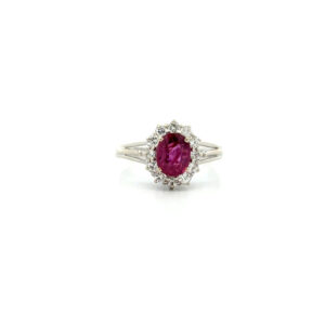 "Pink Symphony" - Vintage Ring mit Rubin 14 Karat Weißgold
