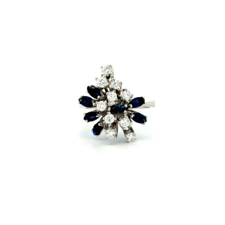 "Saphirlicht" - Vintage Ring mit Saphiren in 14 Karat Weißgold