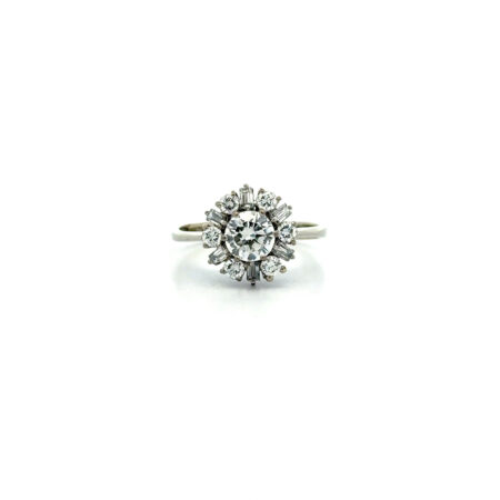 "Starlight Blossom" - Vintage Blütenring in 18 Karat Weißgold