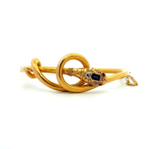 "The blue Snake" - Antiker Armreif 18 Karat Gelbgold