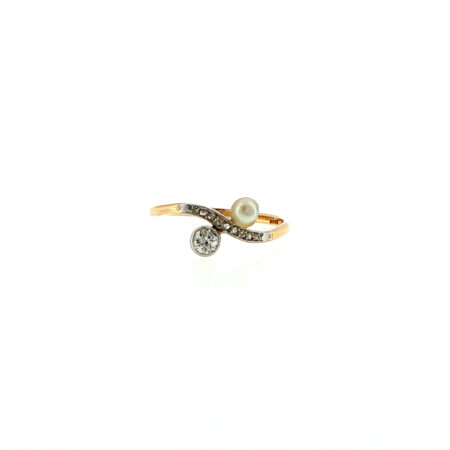 "Toi et Moi" - Antiker Ring 14 Karat Gold platiniert