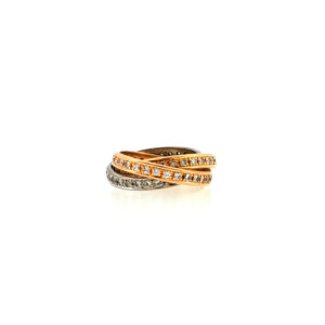 "Trinity" - Vintage Ring Tricolor mit Diamanten 18 Karat