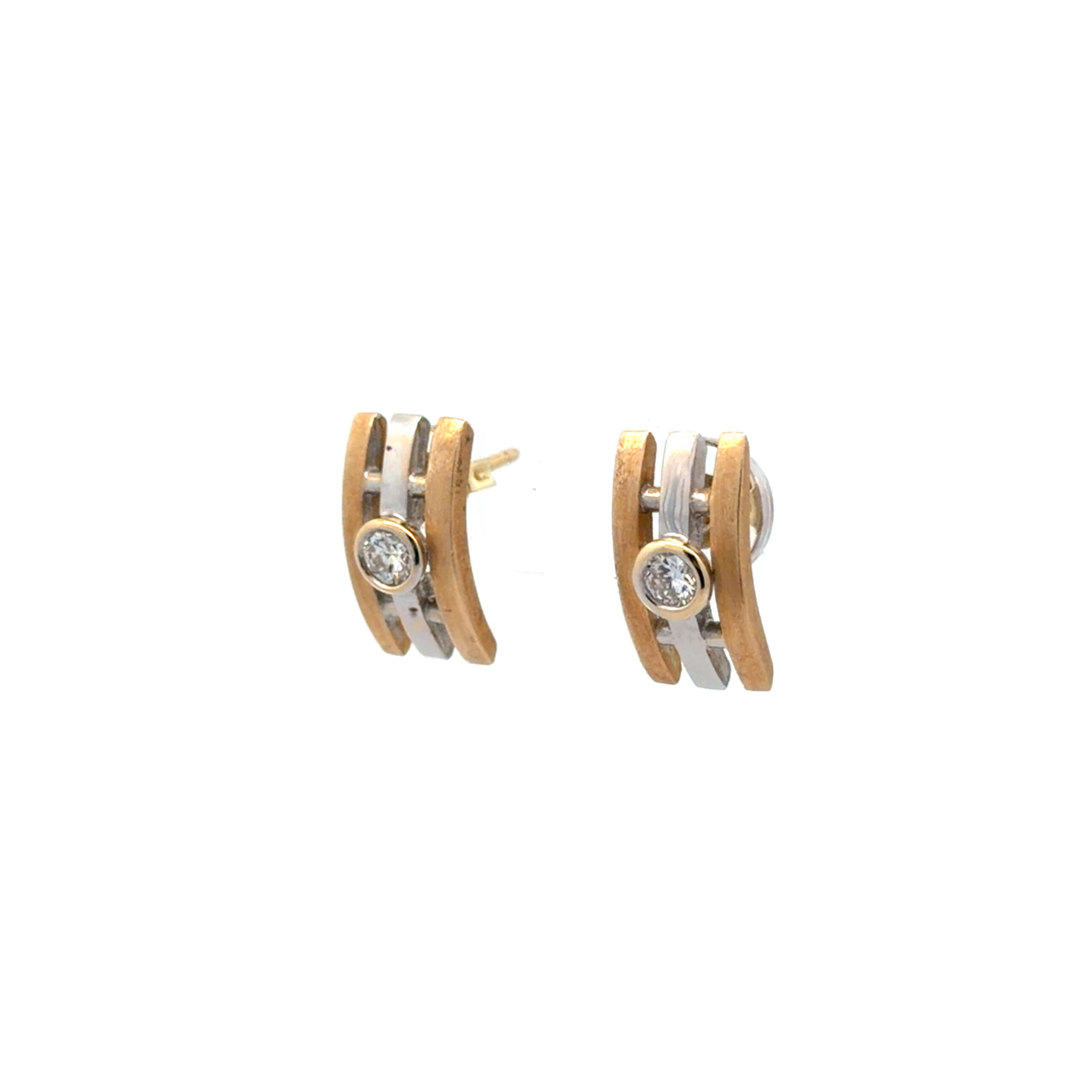 "Linienspiel" - Vintage Ohrstecker in 14 Karat Gold