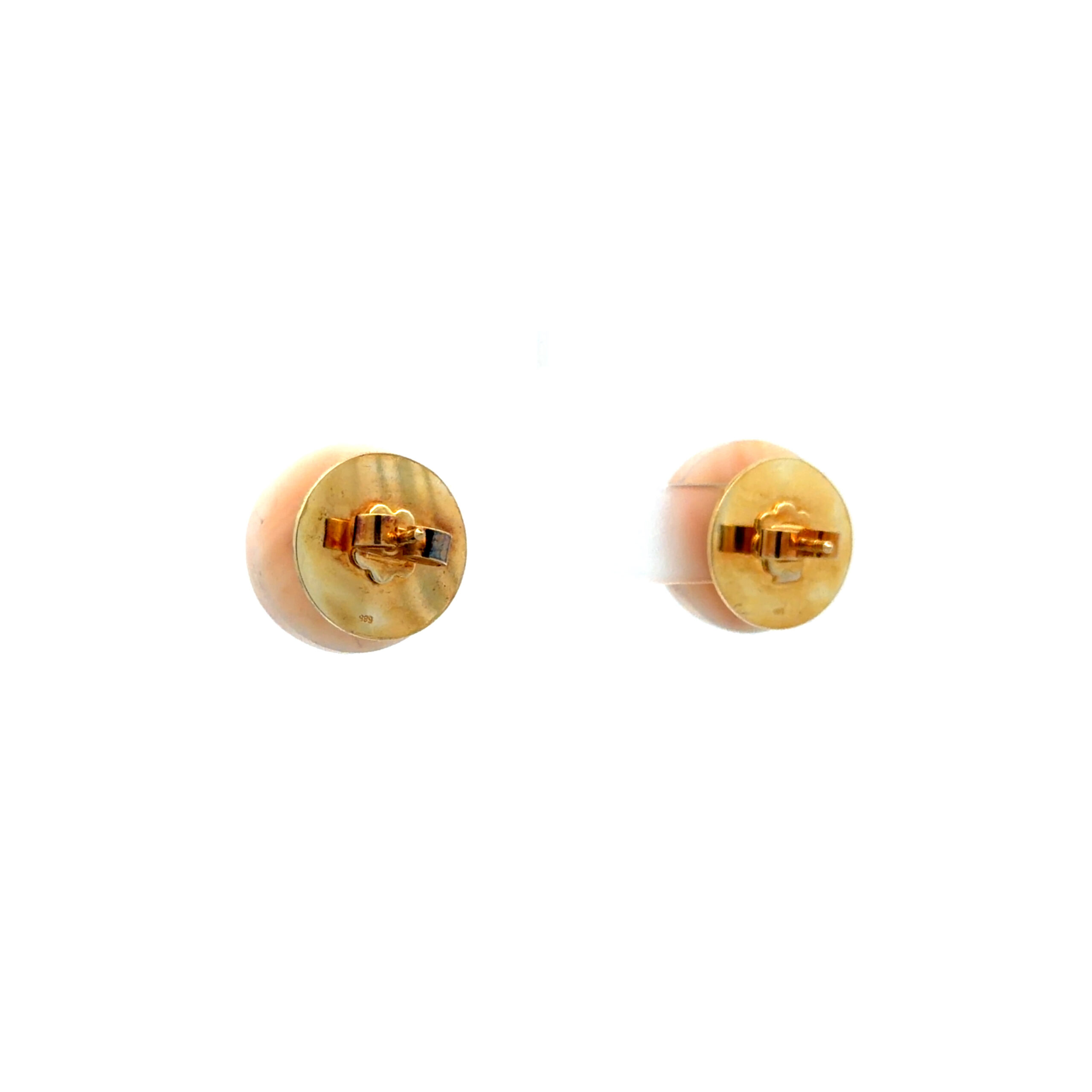 "Rosé Anmut" - Vintage Ohrstecker mit Engelskoralle in 14 Karat Gelbgold