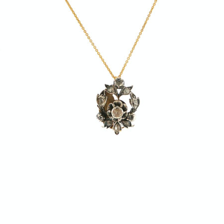 "Antique Roses" - Anhänger mit Diamantrosen Silber auf Gelbgold