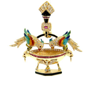 "Bird Dream" - Vintage Brosche/Anhänger 18 Karat Gelbgold