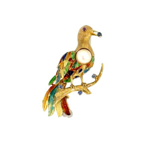 "Bird Love" - Vintage Brosche 18 Karat Gold