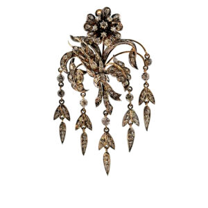 "Bouquet Éclatant" - Antike Brosche in 18 Karat Gelbgold