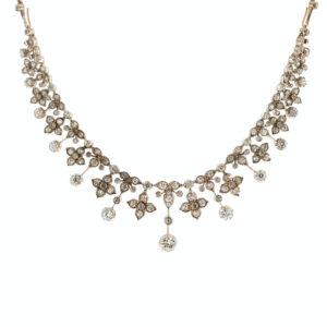 "Diamond Bloom Tiara" - Antikes Collier -Tiara mit Diamanten im Altschliff