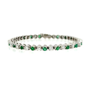 "Emerald Elegance" - Funkelndes vintage Armband in 18 Karat Weißgold