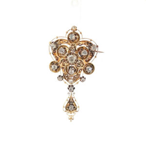 "Imposante Rosen" - Antike Brosche mit Diamantrosen 18 Karat Gold