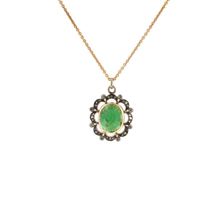"S Vert" Vintage Smaragd Collier in 14 Karat