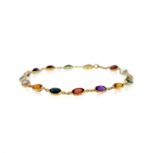 "Rainbow Colors" - Vintage Armband mit Farbsteinen in 18 Karat Gelbgold