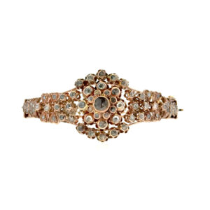 "Rose of Light" - Antiker schimmernder Armreif in 8 Karat Roségold