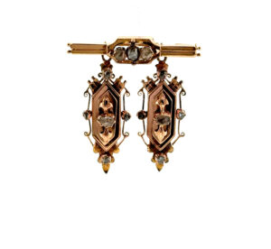 "Schwung und Glanz" - Antike Brosche aus der Zeit des Historismus, 18 Karat Roségold