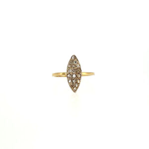 "Antikes Schiffchen" - Antiker Ring 14kt Gelbgold mit Diamantosen