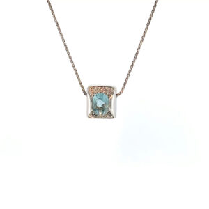 "Aqua Glow" - Vintage Kette mit einem Aquamarin in 18 Karat Weißgold