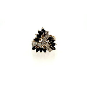 "Blue Marquise" - Vintage Ring in 14 Karat Gelbgold mit Saphiren & Diamanten
