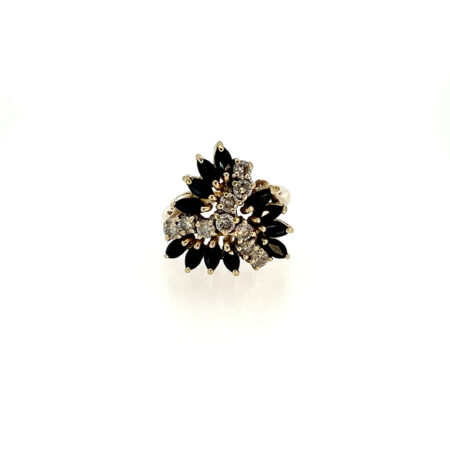 "Blue Marquise" - Vintage Ring in 14 Karat Gelbgold mit Saphiren & Diamanten